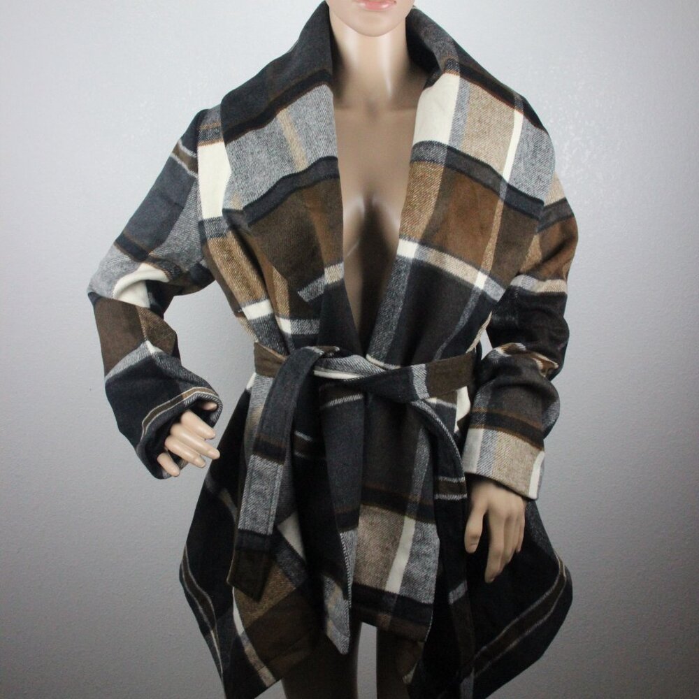 Chicwish, Rabato Coat, Women's S, Black and Brown, NEW
